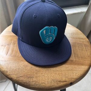 Milwaukee Brewers Navy Blue Baseball Cap with Teal Logo